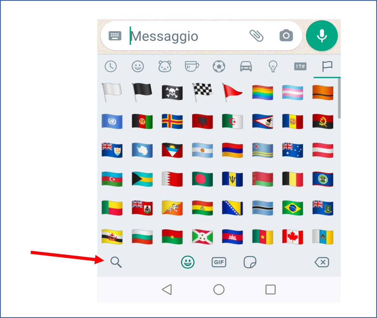 come cercare bandiere su whatsapp