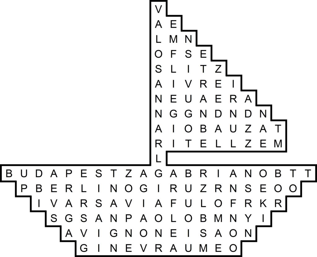 Crucipuzzle sulle città con fiumi