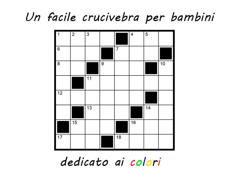 Cruciverba per bambini sui colori Iltuocruciverba Cruciverba per bambini sui colori Iltuocruciverba