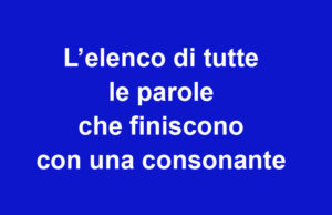 l'elenco delle parole che finiscono con una consonante