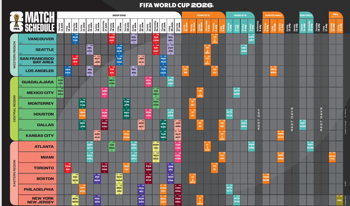calendario mondiali di calcio 2026