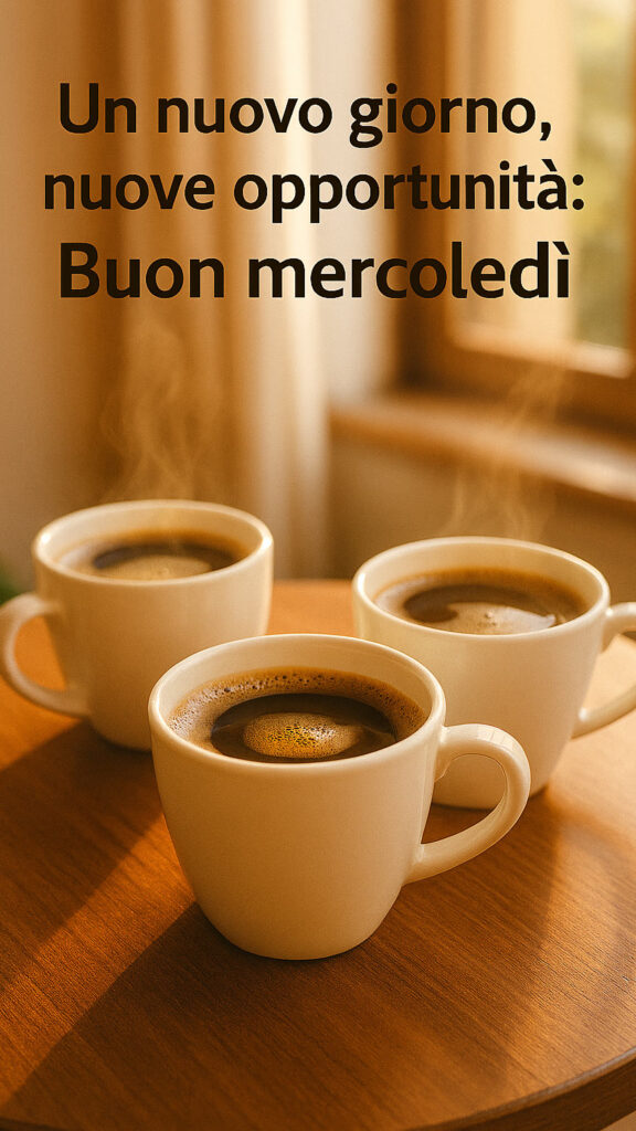 Buongiorno e buon mercoledì con tre tazze fumanti