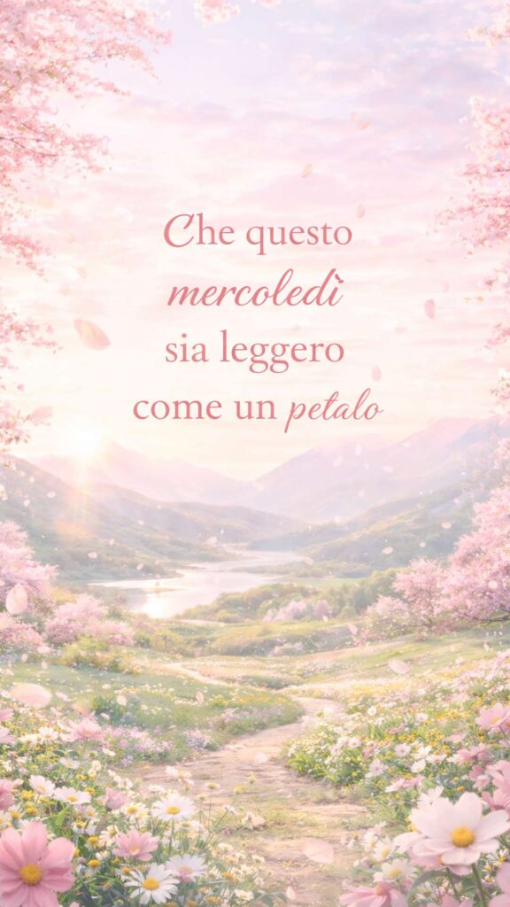 Buongiorno e buon mercoledì con una valle in fiore per whatsapp