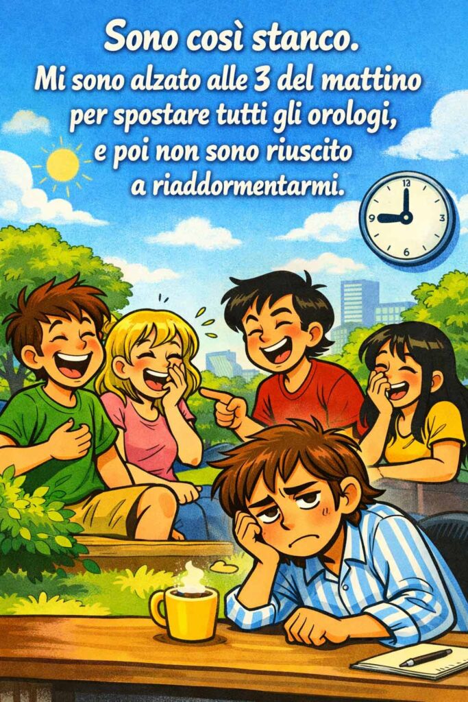 battuta ironica sull'ora legale