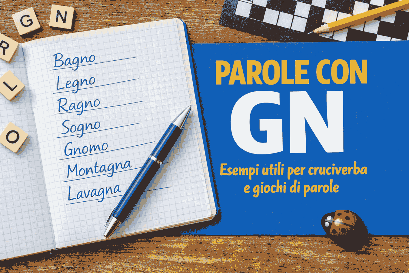 parole con gn per scuola primaria, cruciverba e giochi di parole